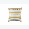 Youngs Cotton Hand Woven Pillow with Poms, Gold 29177